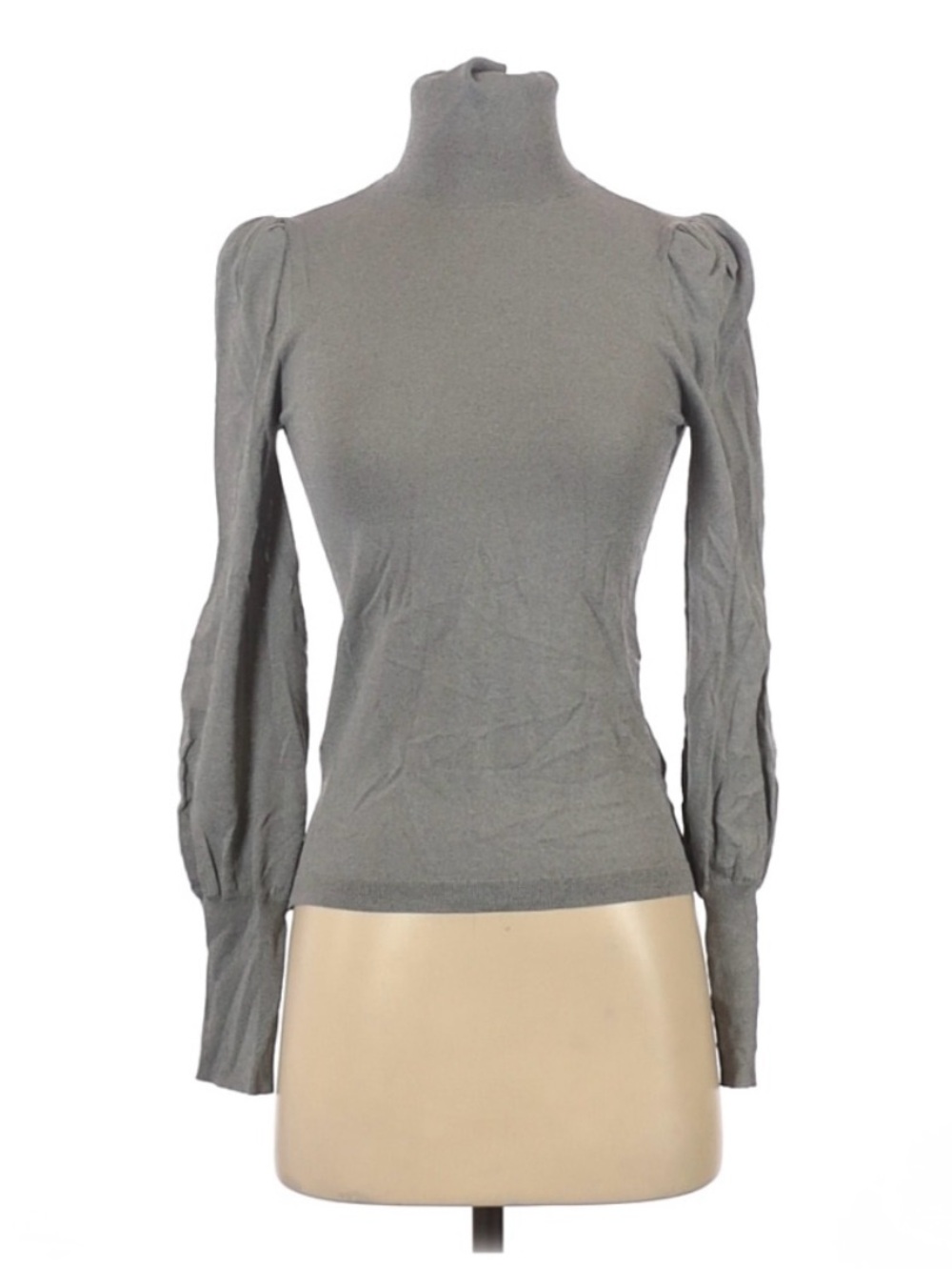 Express Grey Turtleneck Puff-Sleeve Sweater